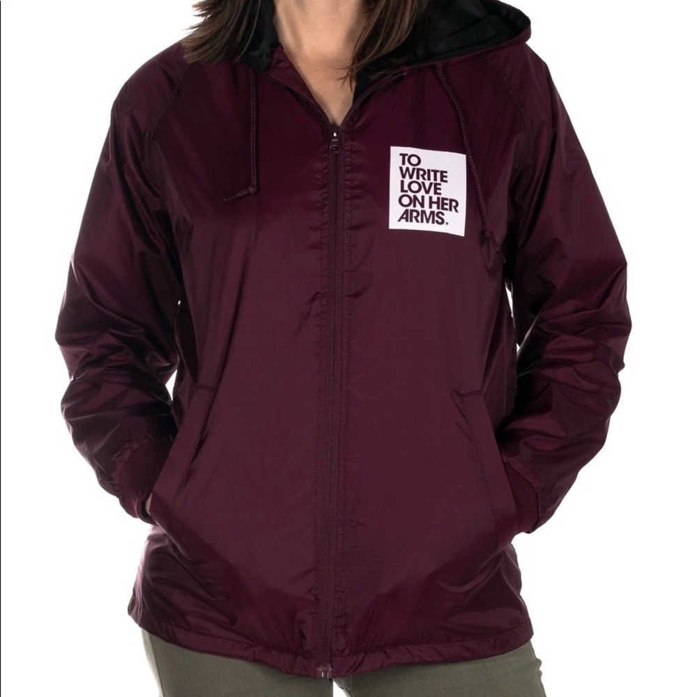 Rare TWLOHA (To Write Love On Her Arms) Storm Rain Jacket - unisex S maroon